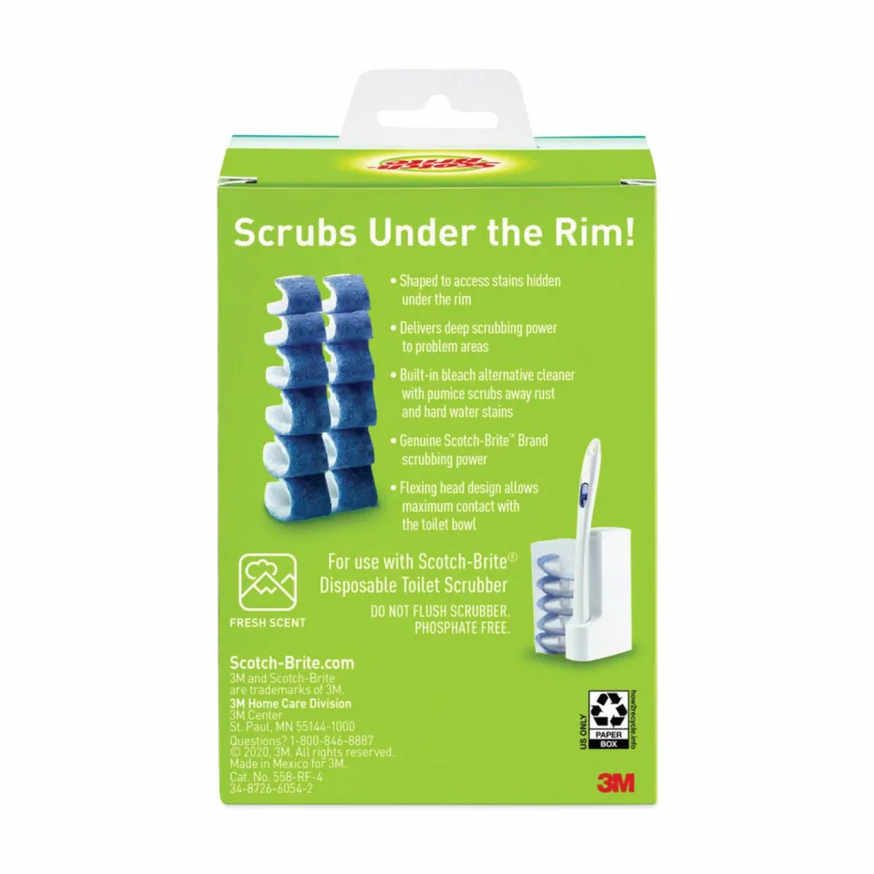 Scotch-Brite Disposable Toilet Scrubber Refill, Blue/White, 10/Pack