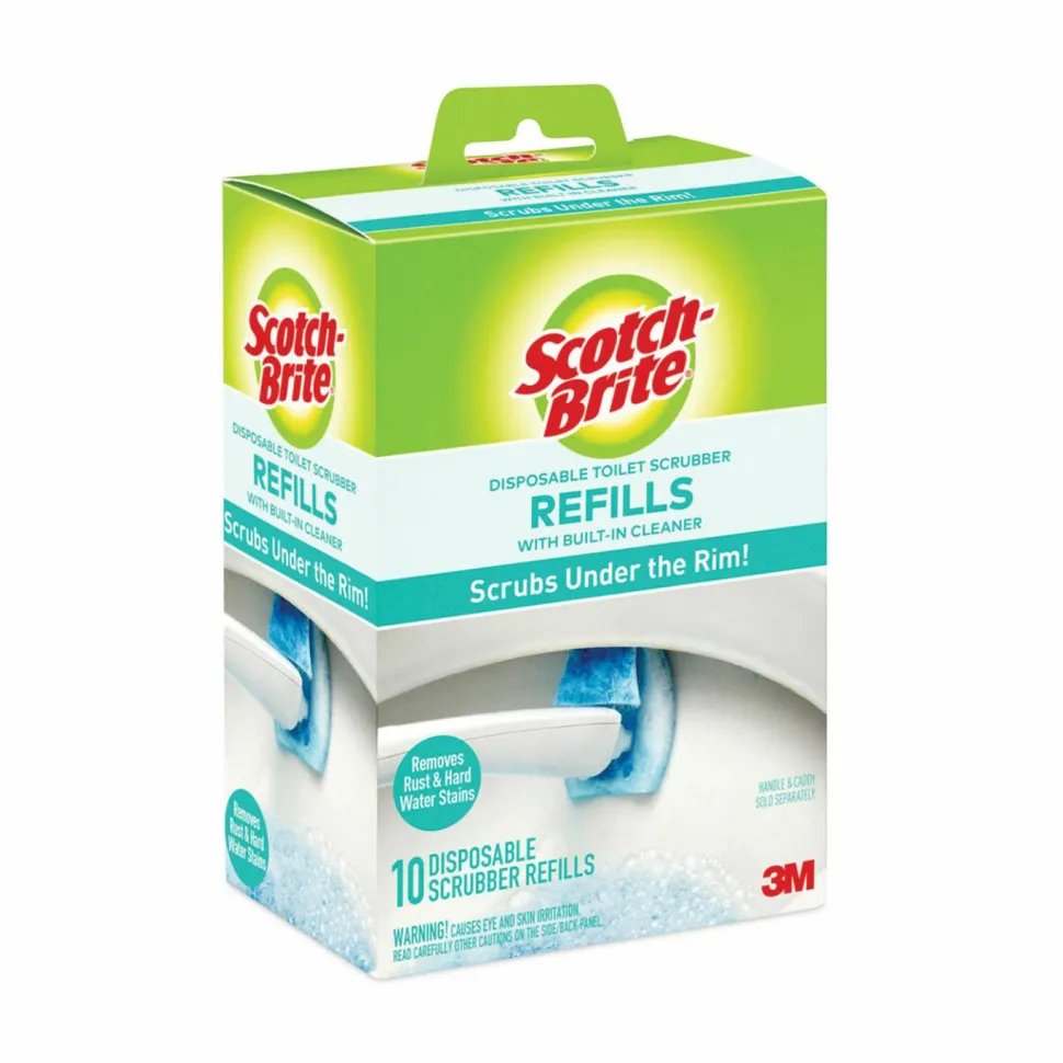 Scotch-Brite Disposable Toilet Scrubber Refill, Blue/White, 10/Pack