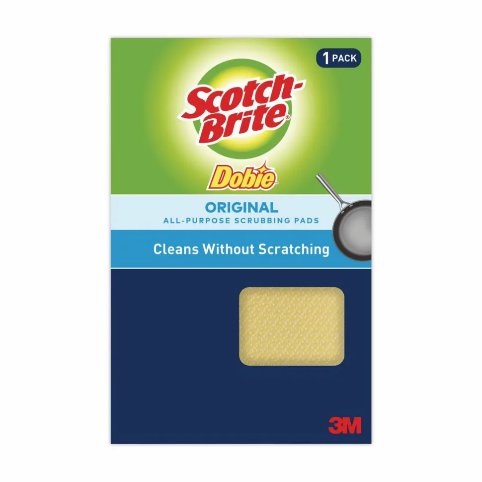 Scotch-Brite Dobie All-Purpose Cleaning Pad, 3.15 x 4.95, 2.24" Thick, Yellow, 24/Carton