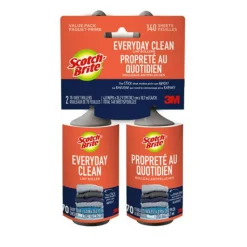 Scotch-Brite Everday Clean Lint Roller, 2 Pack, 140 Adhesive Sheets Total, Lint Remover for Pet Hair, Dark Clothes, Furniture, and Dusty Surfaces