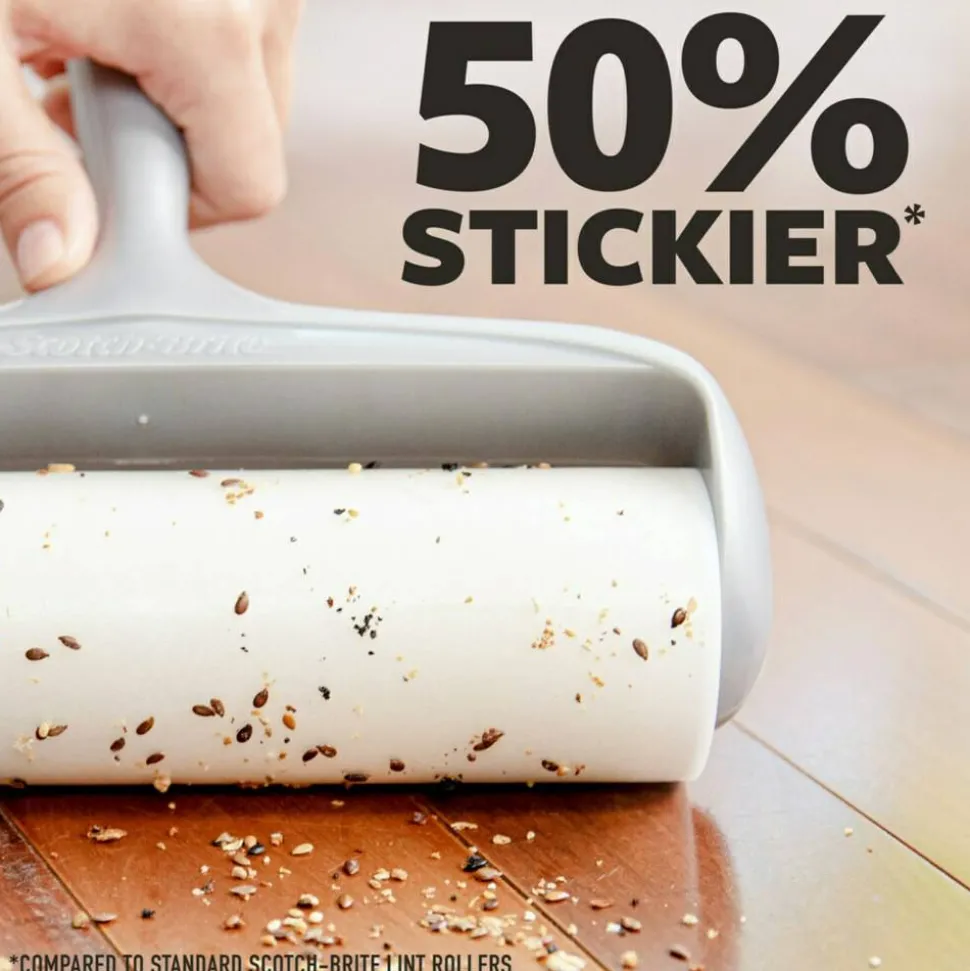 Scotch-Brite Extreme Clean Large Lint Roller, 1 Pack, 60 Adhesive Sheets Total, 50% Stickier, Heavy Duty for Removing Debris and Pet Hair on Clothes