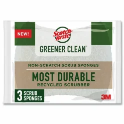 Scotch-Brite Greener Clean Non-Scratch Scrub Sponge, 2.6 x 3.3, 0.7