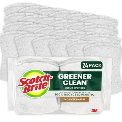 Scotch-Brite Greener Zero Scratch Sponges, 24 pack-Scrubbing Sponges, 100% Recycled, Great For Washing Dishes and Cleaning Kitchen