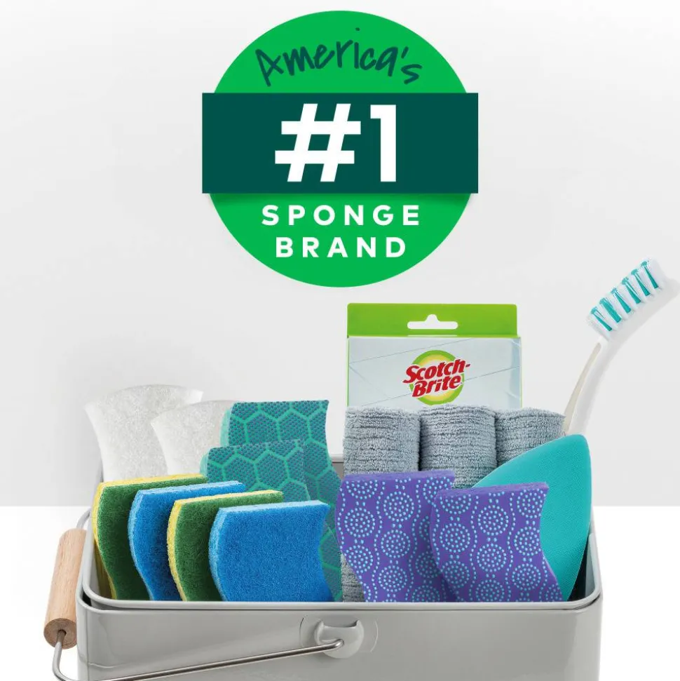 Scotch-Brite Greener Zero Scratch Sponges, 24 pack-Scrubbing Sponges, 100% Recycled, Great For Washing Dishes and Cleaning Kitchen