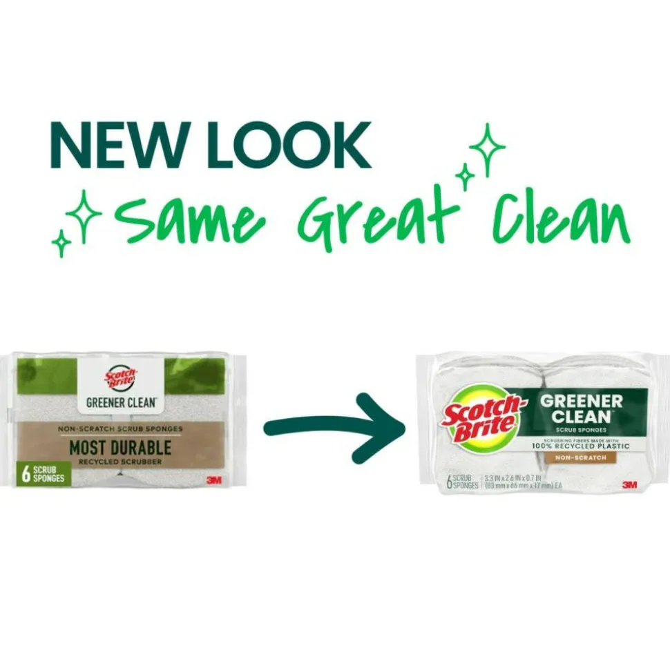 Scotch-Brite Greener Zero Scratch Sponges, 24 pack-Scrubbing Sponges, 100% Recycled, Great For Washing Dishes and Cleaning Kitchen