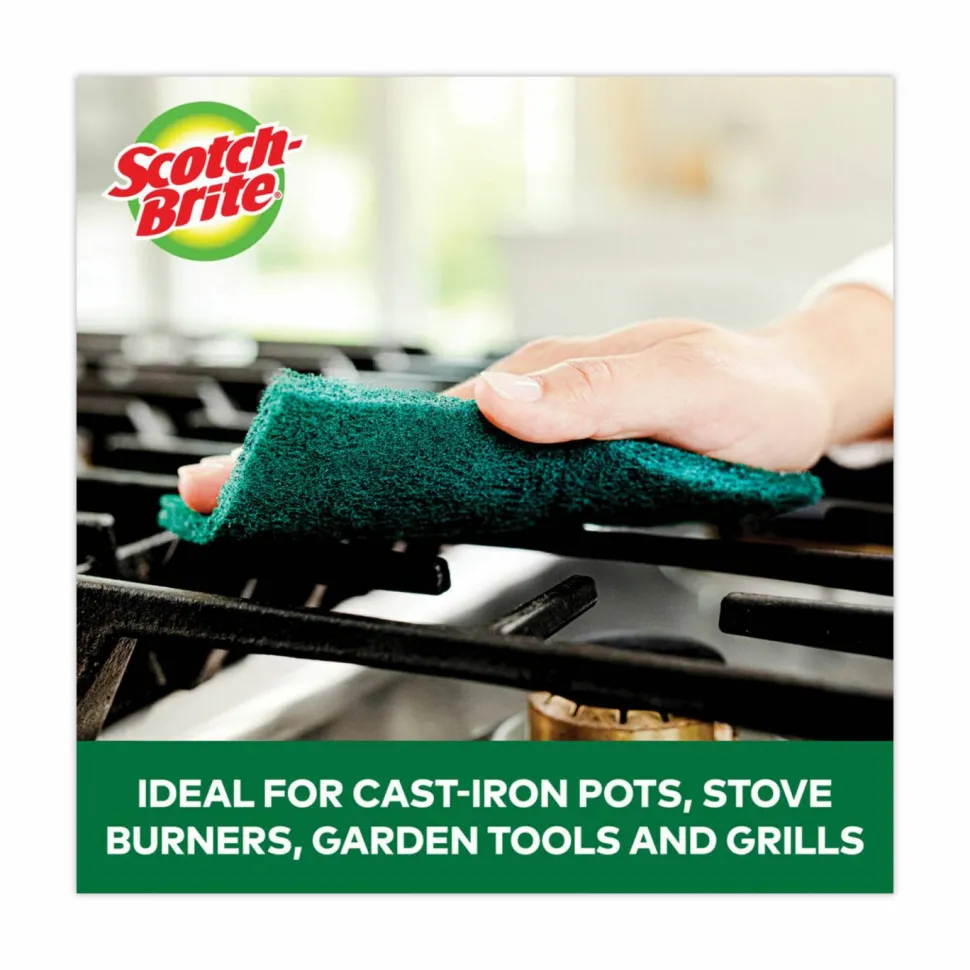 Scotch-Brite Heavy-Duty Scouring Pad, 3.8 x 6, Green, 10/Carton