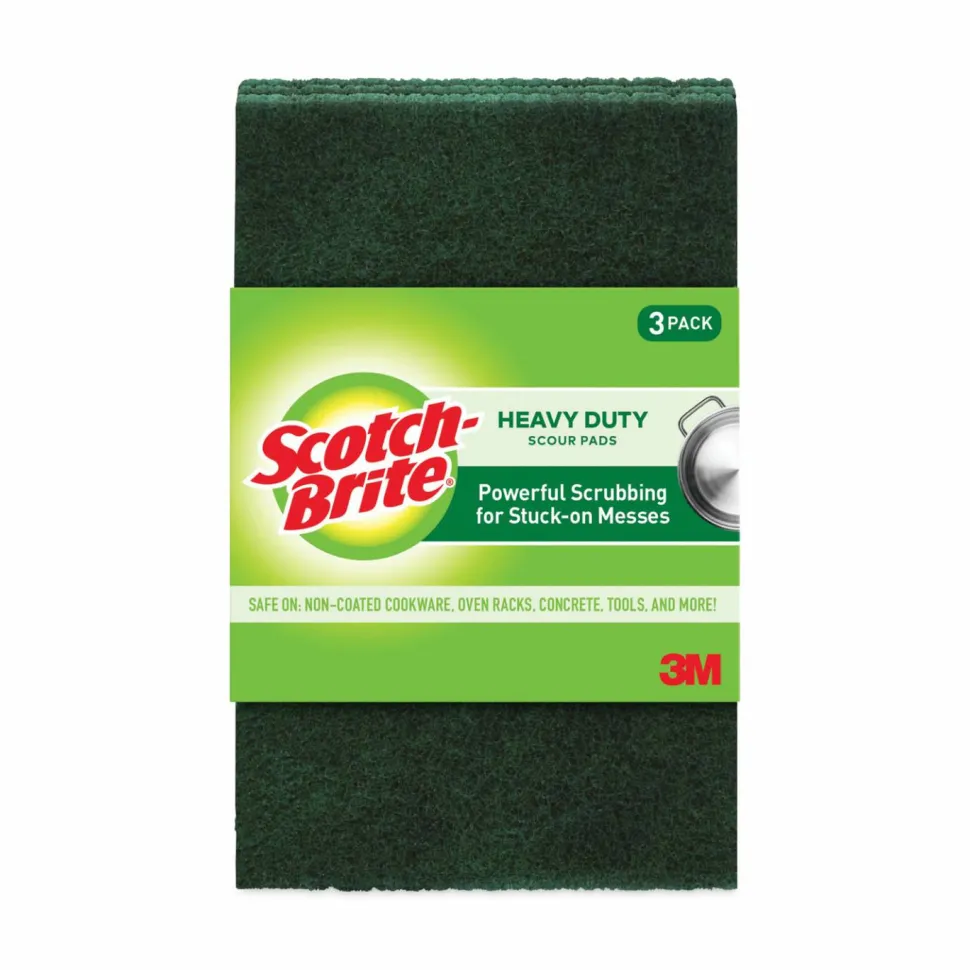 Scotch-Brite Heavy-Duty Scouring Pad, 3.8 x 6, Green, 10/Carton