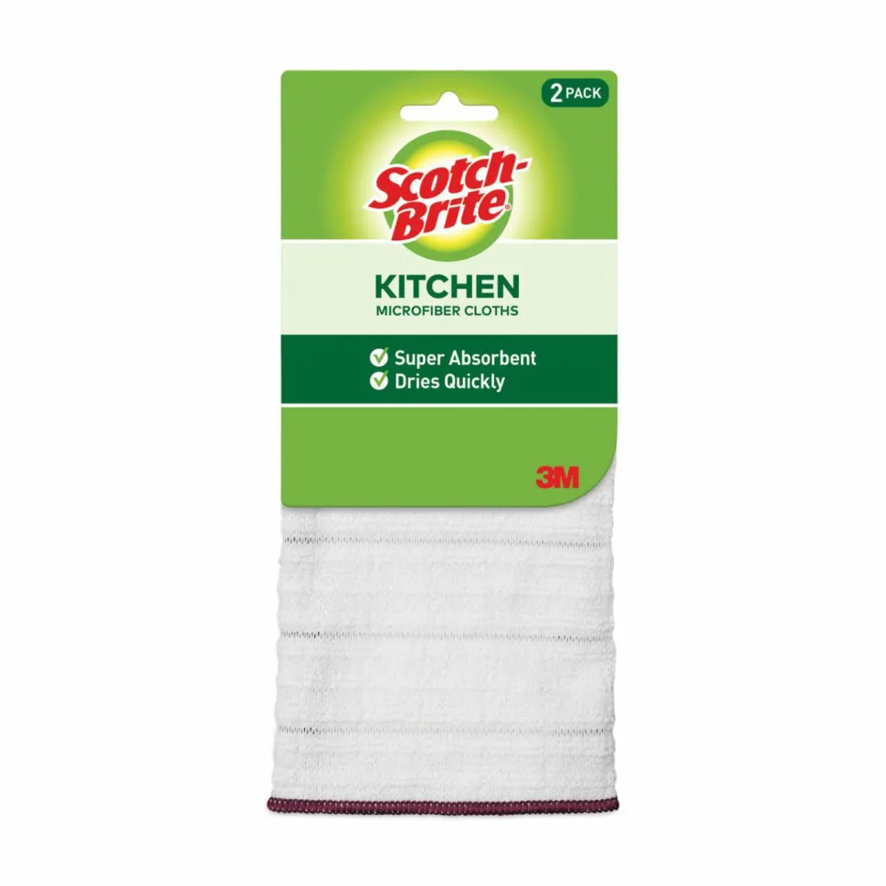 Scotch-Brite Kitchen Cleaning Cloth, Microfiber, 11.4 x 12.4, White, 2/Pack, 12 Packs/Carton
