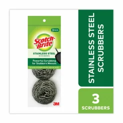 Scotch-Brite Metal Scrubbing Pads, 2.25 x 2.75, Silver, 3/Pack, 8 Packs/Carton