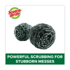 Scotch-Brite Metal Scrubbing Pads, 2.25 x 2.75, Silver, 3/Pack, 8 Packs/Carton