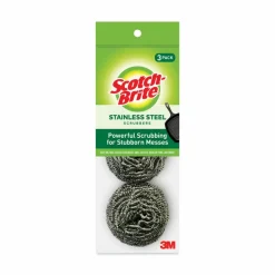Scotch-Brite Metal Scrubbing Pads, 2.25 x 2.75, Silver, 3/Pack, 8 Packs/Carton