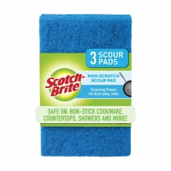 Scotch-Brite Non-Scratch Scour Pads, 3 x 6, Blue, 10/Carton