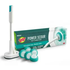 Scotch-Brite Power Scour Toilet Bowl Cleaning System, 1 Toilet Wand, 1 Stand, 5 Refill Disposable Toilet Bowl Cleaner Scrubbing Pads