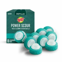 Scotch-Brite Power Scour Toilet Bowl Scrubbing Pad Refills, 8 Refill Disposable Toilet Bowl Cleaner Scrubbing Pads