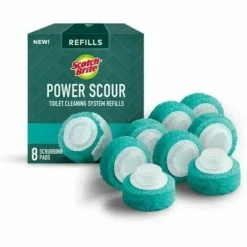 Scotch-Brite Power Scour Toilet Bowl Scrubbing Pad Refills, 8 Refill Disposable Toilet Bowl Cleaner Scrubbing Pads
