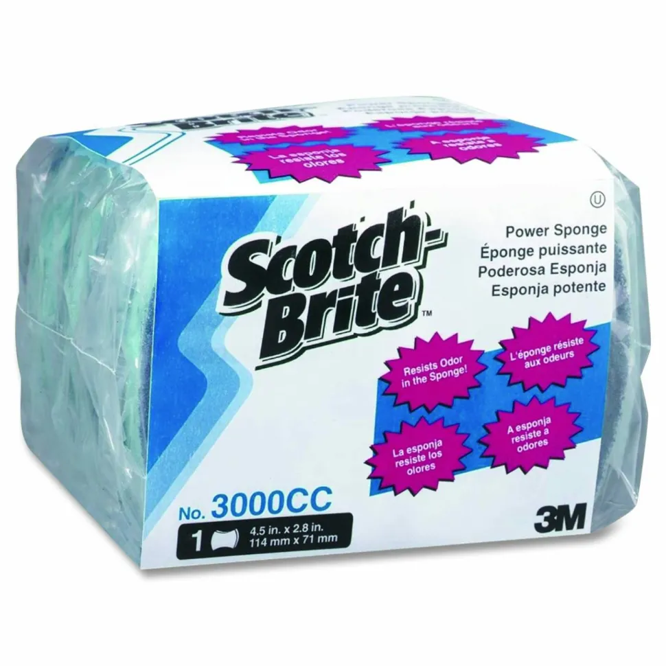 Scotch-Brite PROFESSIONAL Power Sponge 3000, 2.8 x 4.5, 0.6" Thick, Blue/Teal, 5/Pack