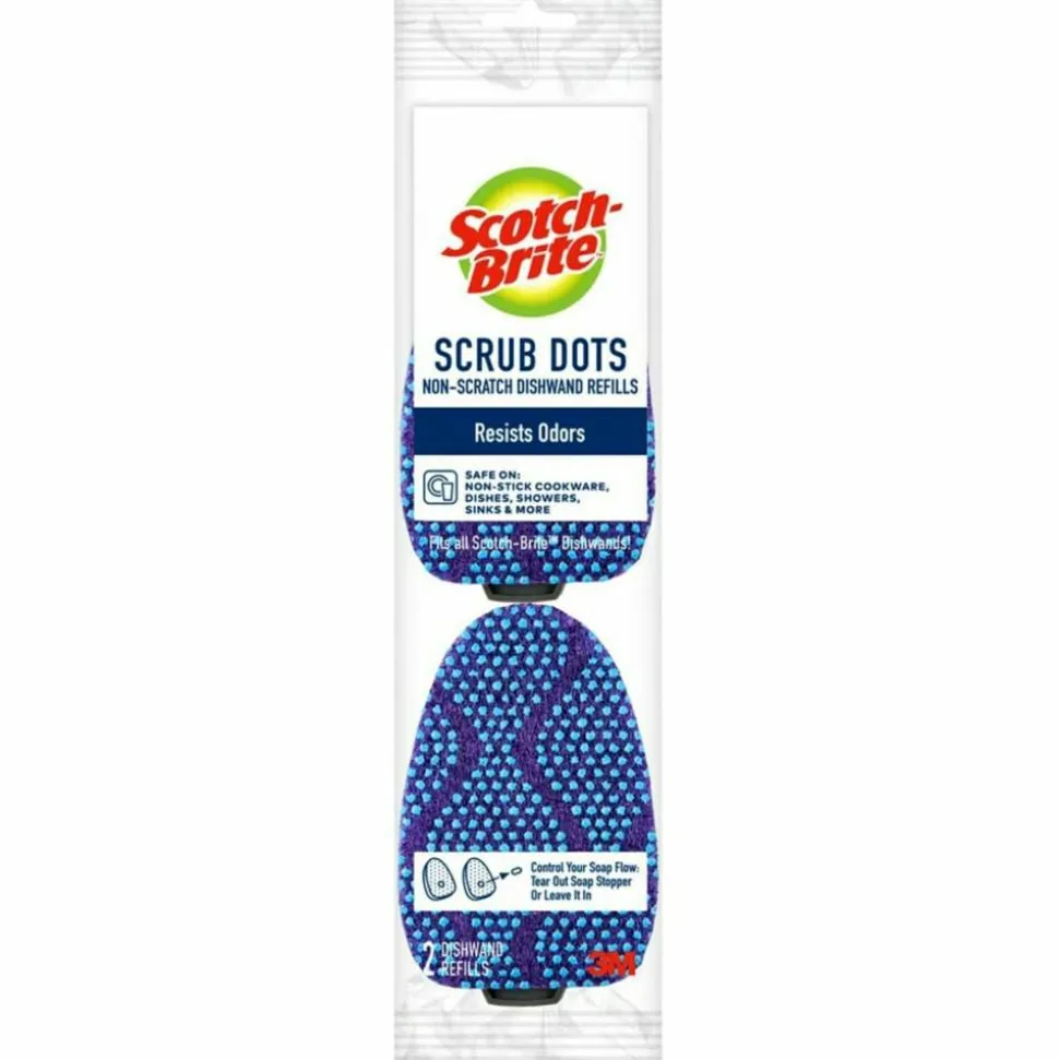 Scotch-Brite Scrub Dots Microfiber Dishwand Refill, 3-1/2" x 4-2/5", Light Blue/Dark Blue, Pack of 2