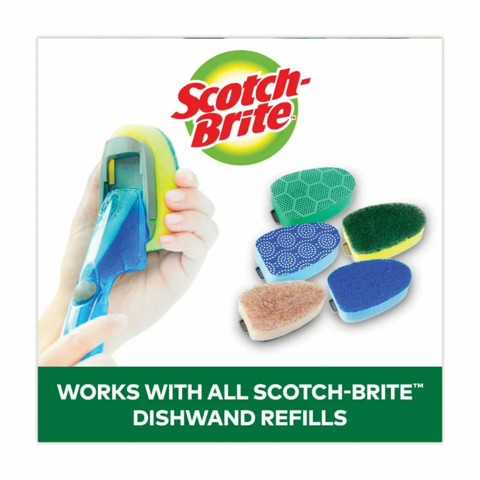Scotch-Brite Soap-Dispensing Dishwand, 2.5 x 9.5, Yellow/Green