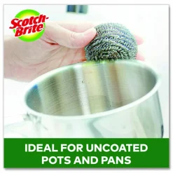 Scotch-Brite Stainless Steel Scrubber, Silver, 12/Carton
