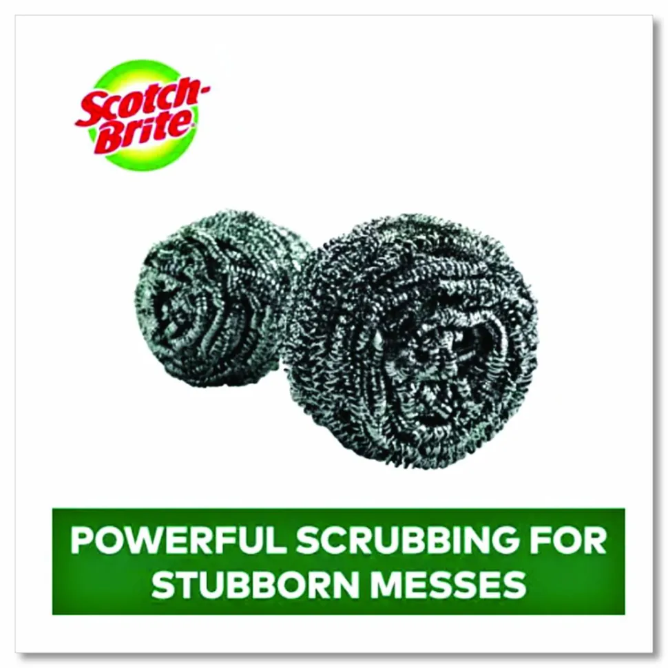 Scotch-Brite Stainless Steel Scrubber, Silver, 12/Carton