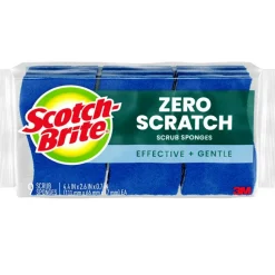 Scotch-Brite Zero Scratch Scrub Sponge, 9 Pack Scrubbing Sponges, Great For Washing Dishes and Cleaning Kitchen