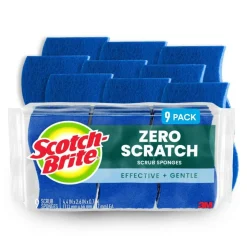Scotch-Brite Zero Scratch Scrub Sponge, 9 Pack Scrubbing Sponges, Great For Washing Dishes and Cleaning Kitchen