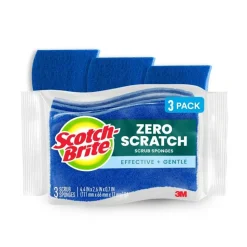 Scotch-Brite Zero Scratch Scrub Sponge, 3 Pack Scrubbing Sponges, Great For Washing Dishes and Cleaning Kitchen
