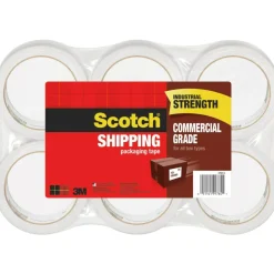 Scotch Commercial Grade Shipping Packing Tape, 6 Tape Rolls, 1 7/8 in x 54.6 yd, 3