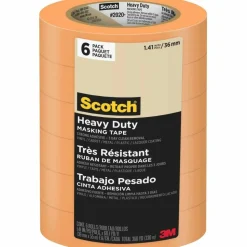 Scotch Contractor Grade Masking Tape, Removable, 6 Tape Rolls, 1.41 in x 60.1 yd, 3
