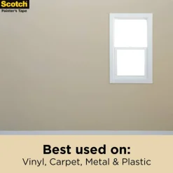 Scotch Contractor Grade Masking Tape, Removable, 6 Tape Rolls, 1.41 in x 60.1 yd, 3