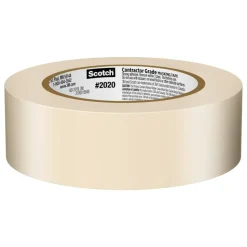 Scotch Contractor Grade Masking Tape, Removable, 6 Tape Rolls, 1.41 in x 60.1 yd, 3