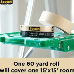 Scotch Contractor Grade Masking Tape, Removable, 6 Tape Rolls, 1.41 in x 60.1 yd, 3