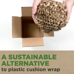 Scotch Cushion Lock Protective Wrap, 12 in x 1000 ft, 1 Roll, 100% Recycled Paper, Honeycomb Packing Paper, Alternative for Bubble Cushion Wrap, Brown