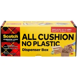Scotch Cushion Lock Protective Wrap, 12 in x 175 ft, 1 Roll, 100% Recycled Paper, Honeycomb Packing Paper, Alternative for Bubble Cushion Wrap, Brown