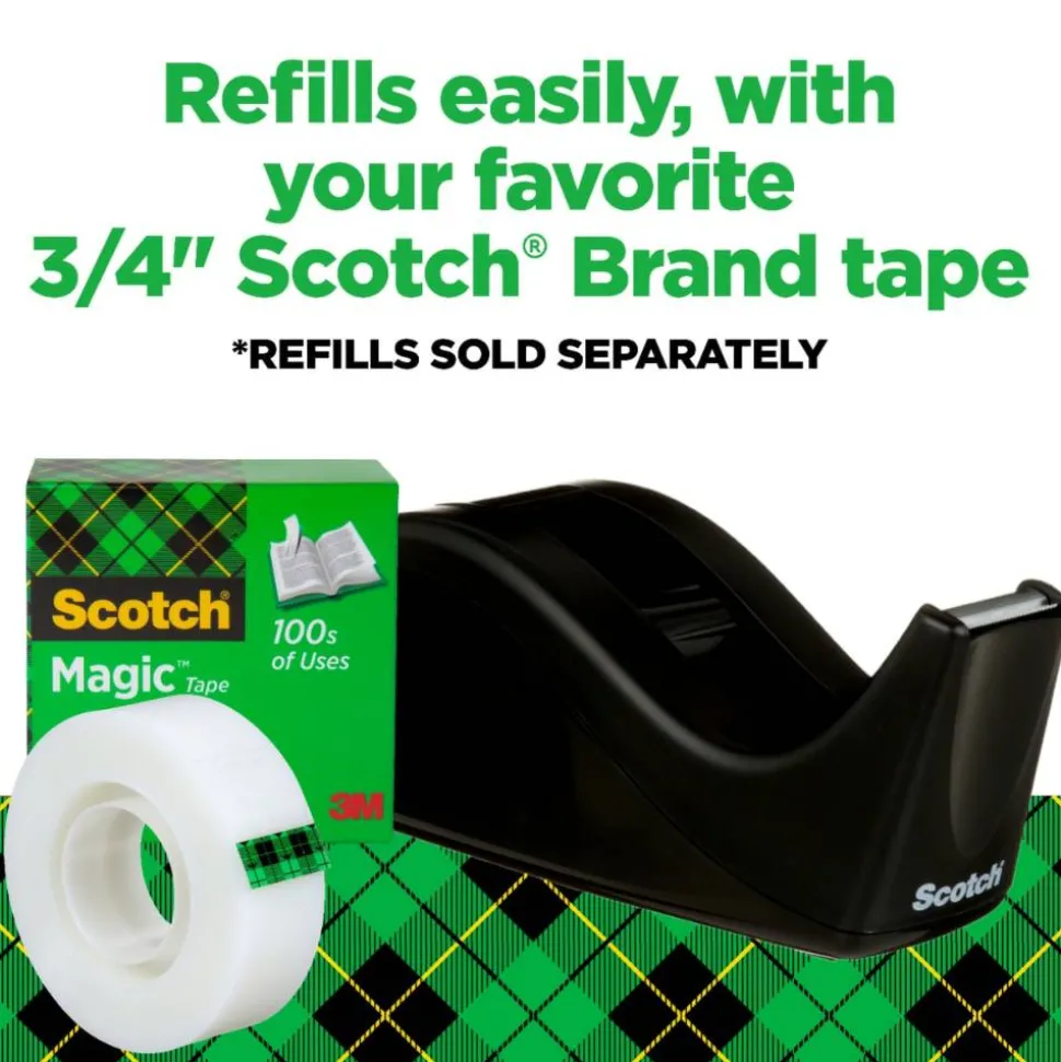 Scotch Desktop Tape Dispenser, 1 in. Core, Black, Home Office Supplies and School Supplies for College and Classrooms