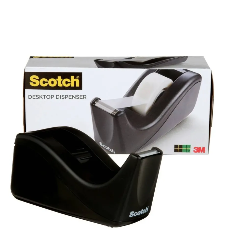 Scotch Desktop Tape Dispenser, 1 in. Core, Black, Home Office Supplies and School Supplies for College and Classrooms