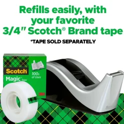 Scotch Desktop Tape Dispenser, 1 Dispenser, 1 in. Core, Black and Silver, School Supplies and College Essentials for Students and Teachers