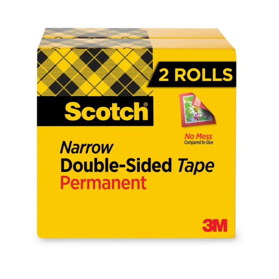 Scotch Double Sided Tape, 1/2 in x 900 in, 2 Tape Rolls, Back to School Supplies and College Essentials for Students and Teachers