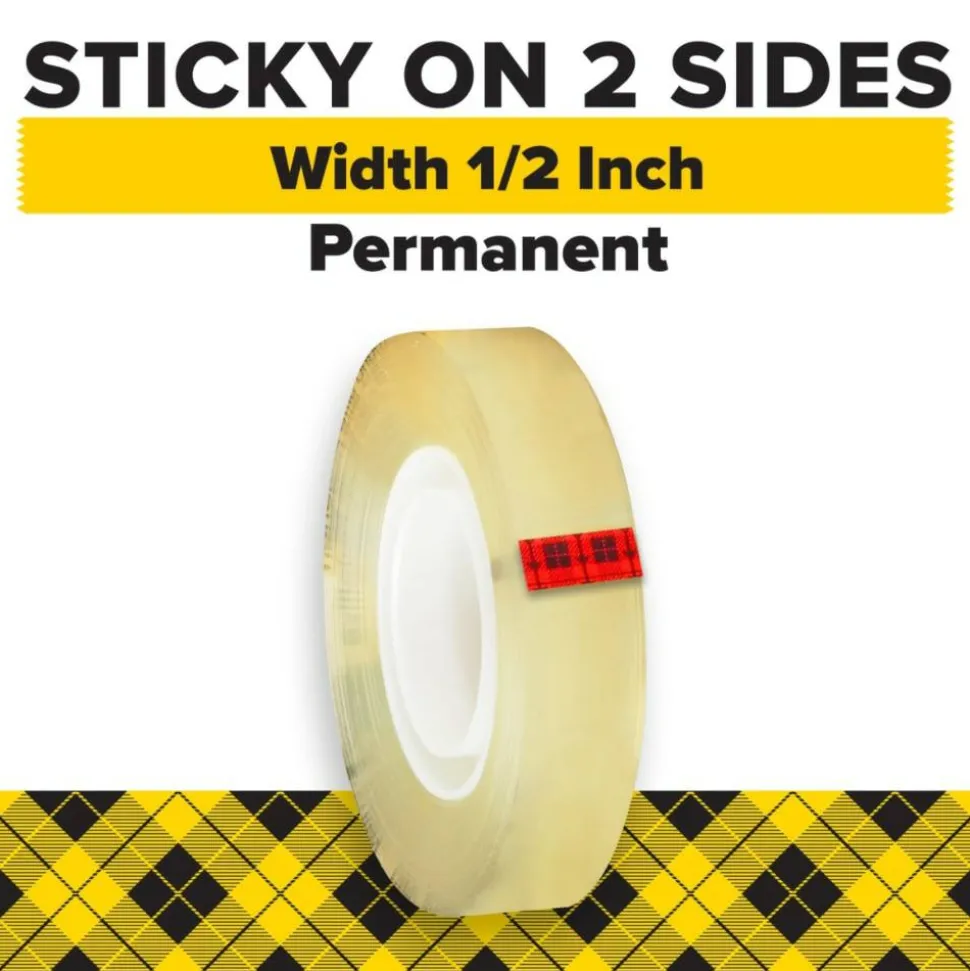 Scotch Double Sided Tape, 1/2 in x 900 in, 2 Tape Rolls, Back to School Supplies and College Essentials for Students and Teachers