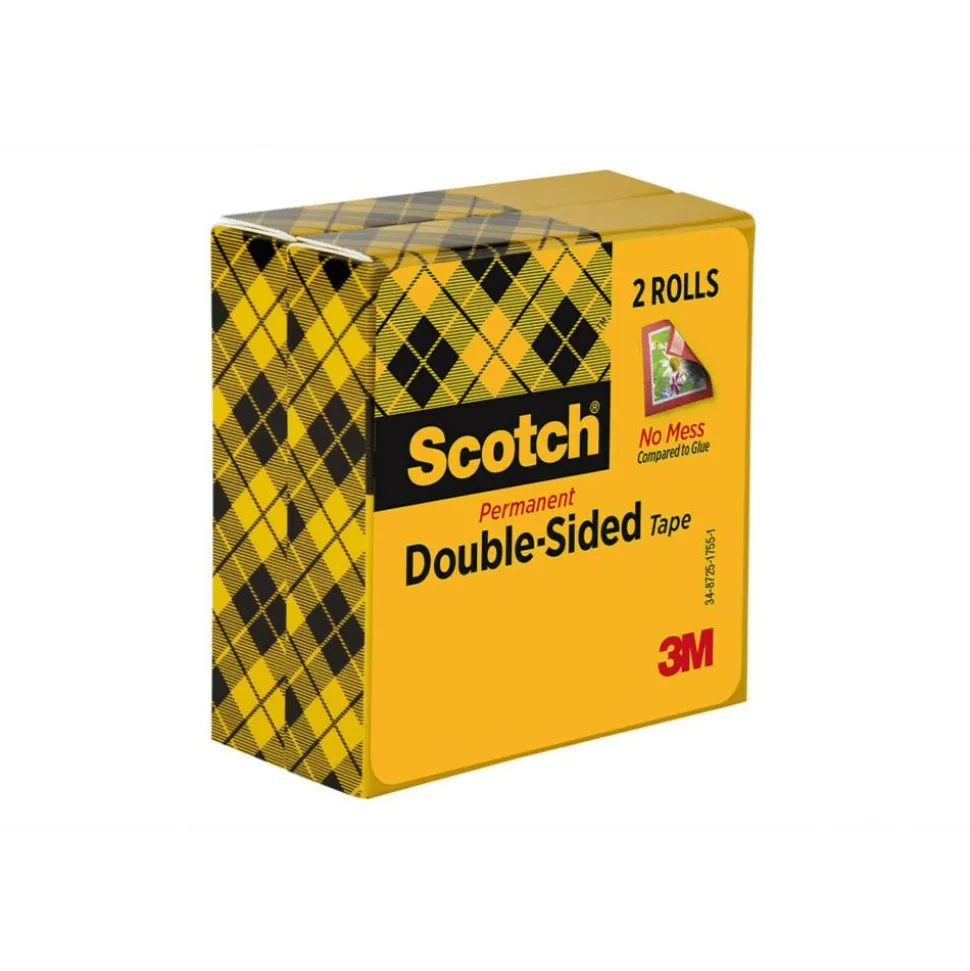 Scotch Double Sided Tape, 1/2 in x 900 in, 2 Tape Rolls, Back to School Supplies and College Essentials for Students and Teachers