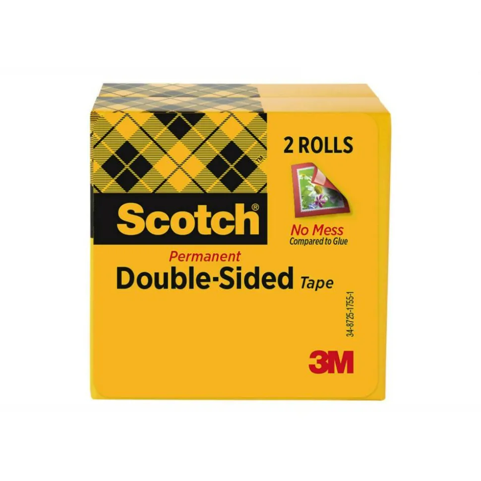 Scotch Double Sided Tape, 1/2 in x 900 in, 2 Tape Rolls, Back to School Supplies and College Essentials for Students and Teachers