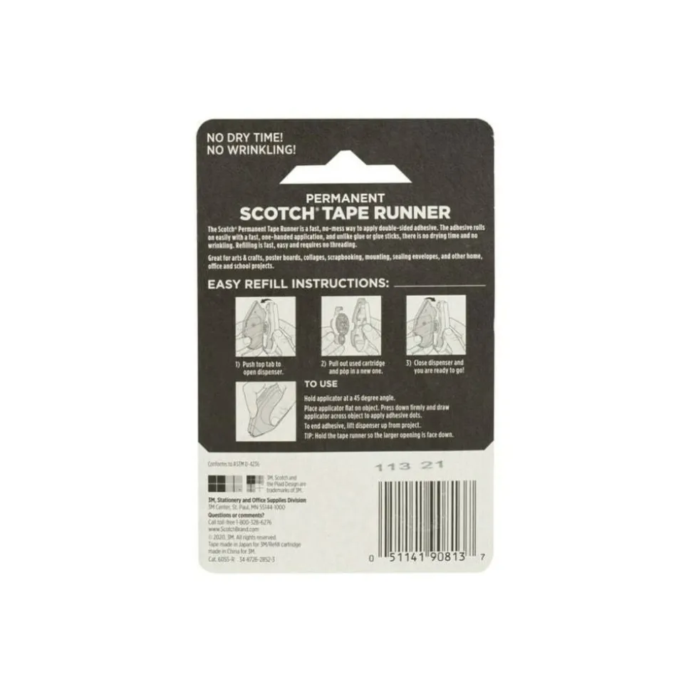 Scotch Double-Sided Tape Runner Permanent Refill, 1/3" x 49'