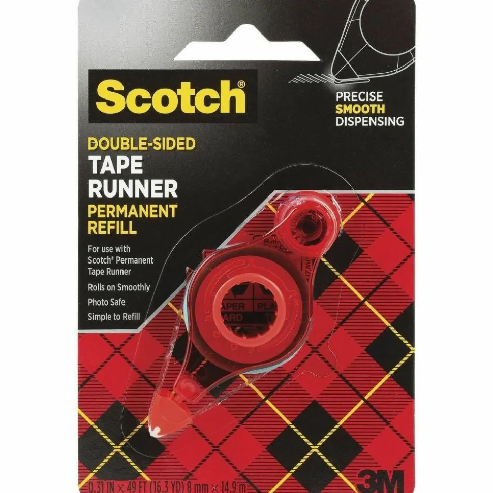 Scotch Double-Sided Tape Runner Permanent Refill, 1/3" x 49'