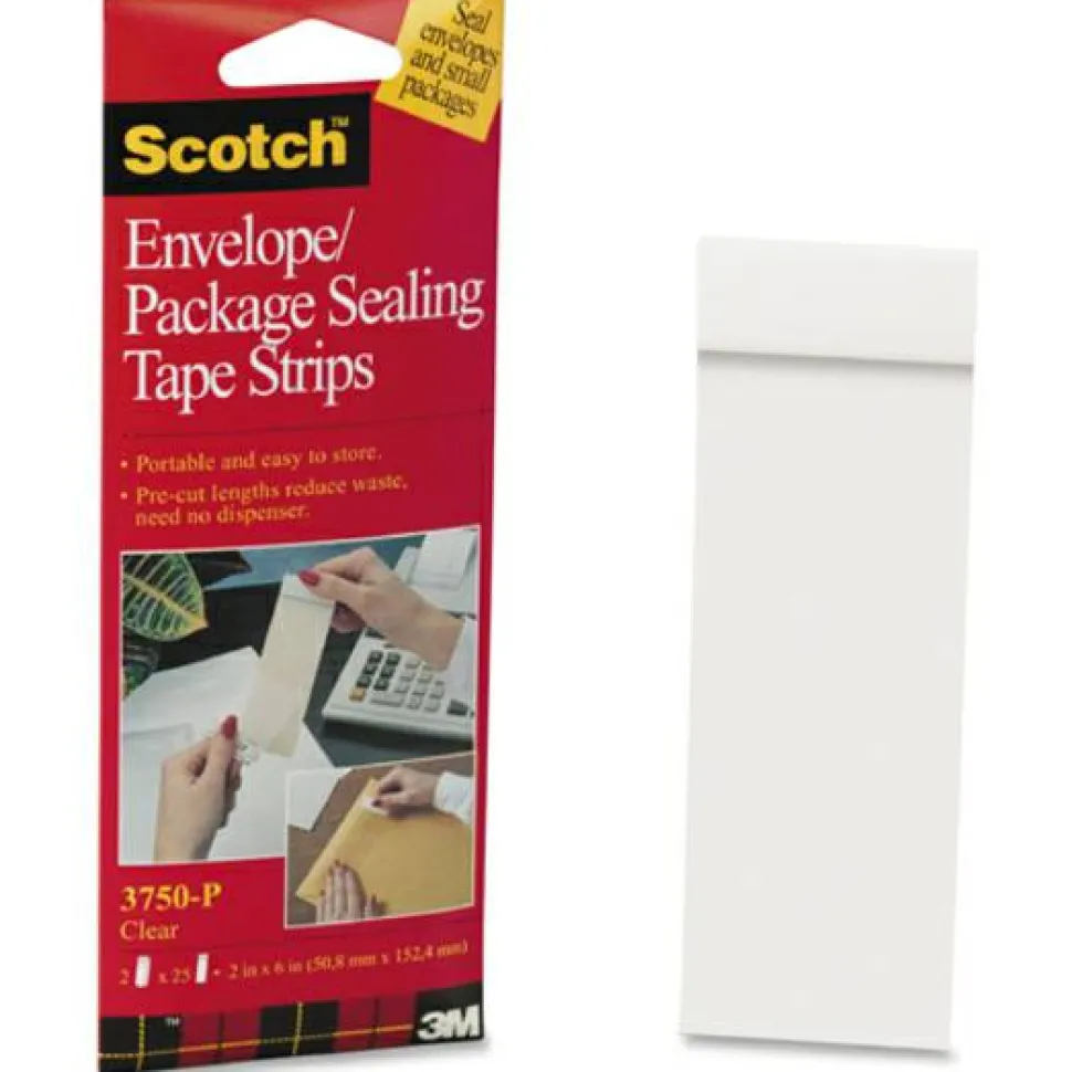 Scotch Envelope/Package Sealing Tape Strips, 1-7/8" x 6", Pack Of 50 Tape Strips