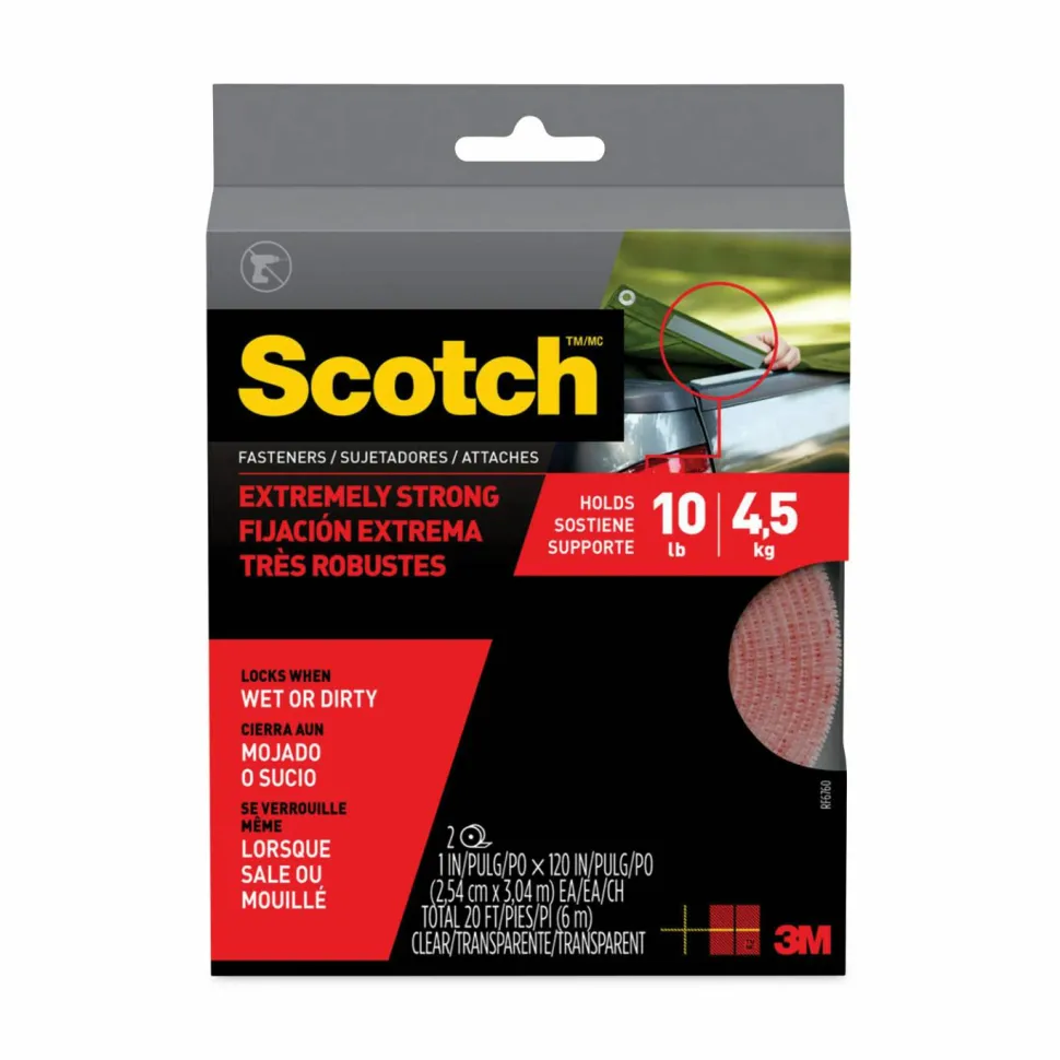 Scotch Extreme Fasteners, 1" x 10 ft, Clear, 2/Pack