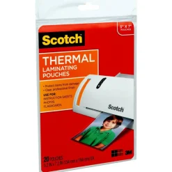 Scotch Front & Back Thermal Laminating Pouches TP5903-20, Glossy, 5.20