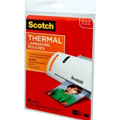 Scotch Front & Back Thermal Laminating Pouches TP5903-20, Glossy, 5.20