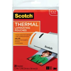Scotch Front & Back Thermal Laminating Pouches TP5903-20, Glossy, 5.20