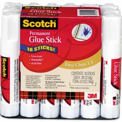 Scotch Glue Stick, .28 oz, 18-Pack - 0.28 oz - 18 / Pack - White
