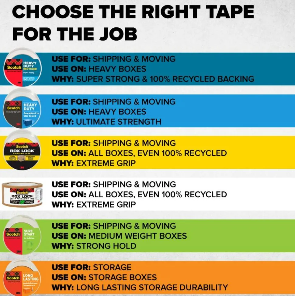 Scotch Heavy Duty Recycled Packaging Tape 7750-6, 1.88 in x 54.6 yd (48 mm x 50 m), 6 pack